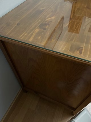 Mesa estudio madera 4 cajones y cristal