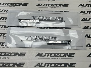 Emblema Mercedes Turbo 4MATIC gris para laterales