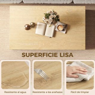 Mesa de centro salón madera y blanca