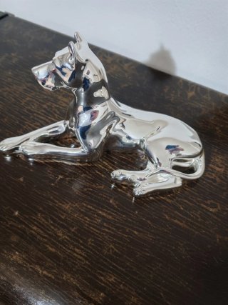 Scultura cane design argento laminato  Marcello g