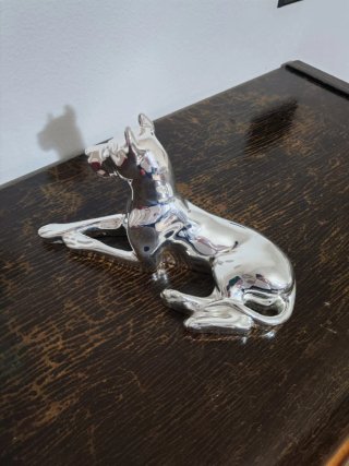 Scultura cane design argento laminato  Marcello g