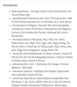 Energy Sistem Lector C4 Touch Rosa