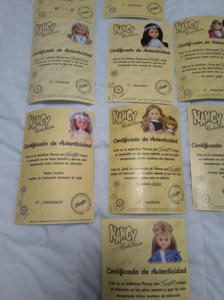 Lote 9 Certificados Autenticidad Nancy