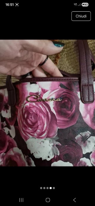 Borsa tote Carrera fiori rosa/viola