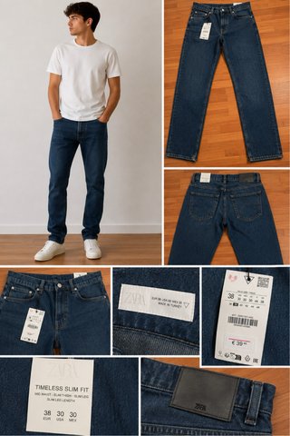Vaqueros Zara Slim Fit Talla 38 Azul