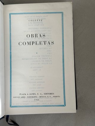 Libro Obras completas de Colette