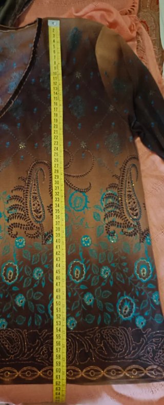 Camiseta Estampado Bohemio Marrón y Turquesa