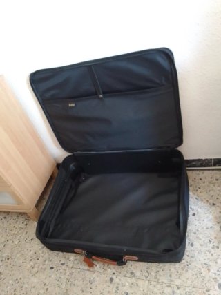 Maleta Vintage grande Negra con Detalles Piel
