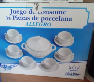 Juego Consomé Porcelana 14 Piezas Allegro