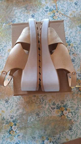Sandali Agorà Zeppa Vera Pelle Beige/Oro