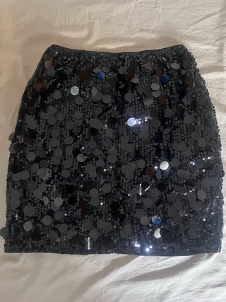 Falda lentejuelas negra XS