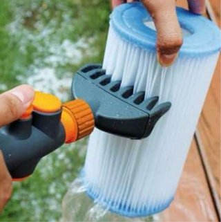 Limpia filtros piscina gris y naranja