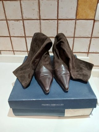 Botas caña mujer ante y piel