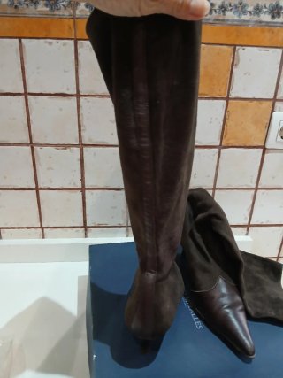 Botas caña mujer ante y piel