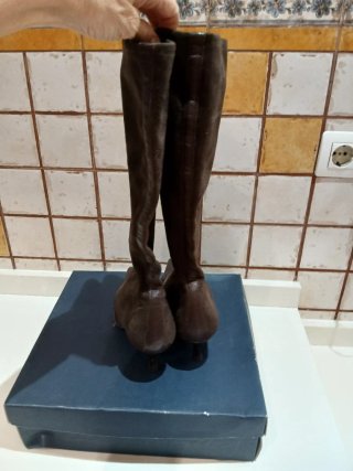 Botas caña mujer ante y piel