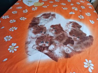 Copriletto cotone vintage gattini e cuori