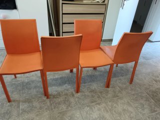4 Sillas Comedor Piel Sintética Naranja