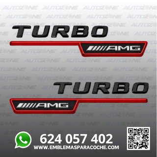 Emblema Mercedes Turbo AMG rojo para aletas