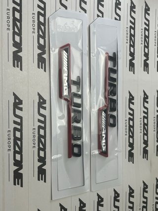 Emblema Mercedes Turbo AMG rojo para aletas