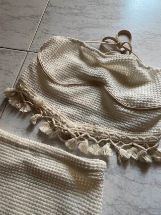 Conjunto Top y Falda Boho Crema