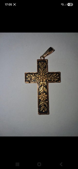 Cruz Damasquinada de Toledo Negra y Dorada