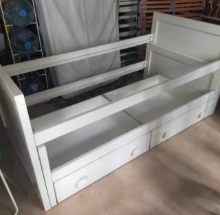 Cama nido madera pino lacada blanca.