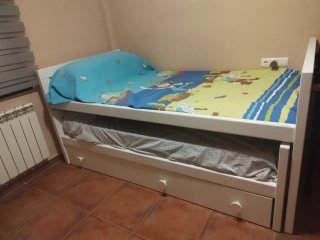Cama nido madera pino lacada blanca.