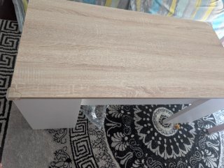 Mesa de centro elevable madera y blanco