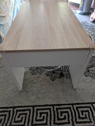 Mesa de centro elevable madera y blanco