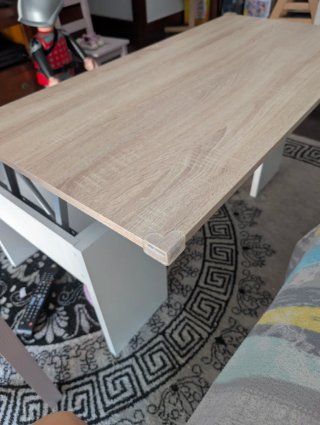 Mesa de centro elevable madera y blanco