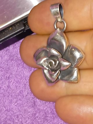 Colgante Flor Plata y Anillo Plata Ley 925