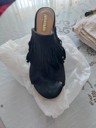 Colires Zapatos Descubiertos con Flecos Negros