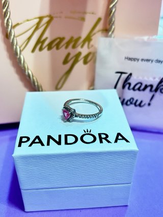 Anillo Pandora Corazón Rosa fucsiaTalla 56