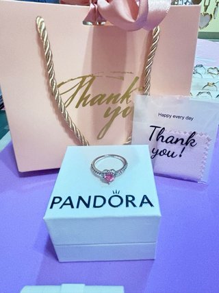 Anillo Pandora Corazón Rosa fucsiaTalla 56