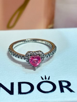 Anillo Pandora Corazón Rosa fucsiaTalla 56