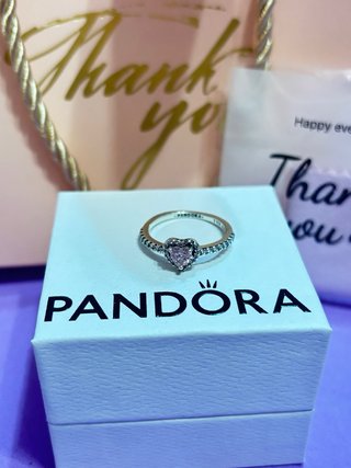 Anillo Pandora Corazón Rosa Talla 56