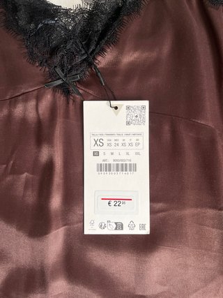 Camisilla lencera encaje marrón