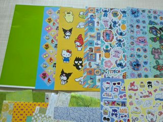 Set creativo carte decorate, adesivi, scrapbooking