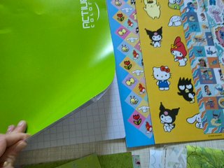 Set creativo carte decorate, adesivi, scrapbooking