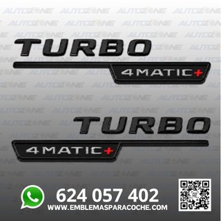 Emblema Mercedes Turbo 4MATIC+ negro para aletas