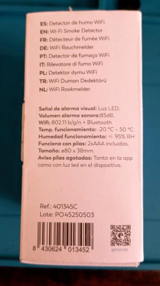 Detector de Humo WiFi Garza Smart