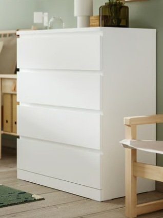 Cómoda Malm 4 cajones Ikea blanca