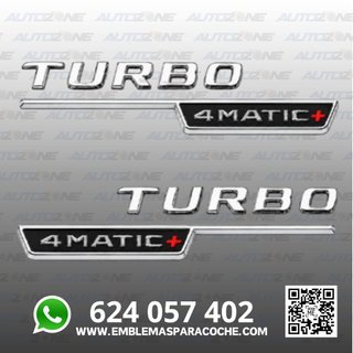 Emblema Mercedes Turbo 4MATIC+ cromado para aletas