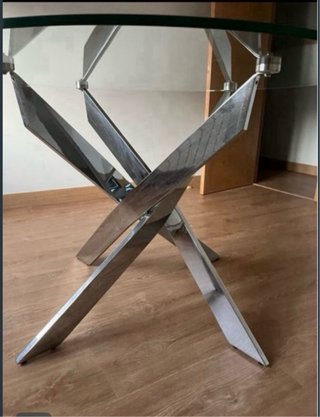 Mesa redonda cristal y metal plateado URGE VENTA