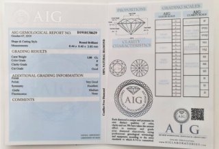 Diamante Redondo Brillante 1.00ct F I2 AIG