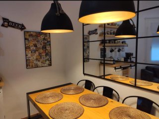 Mesa y Banco Madera Maciza y Hierro