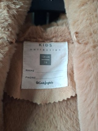Abrigo niña beige con pelo Talla 7/8 años