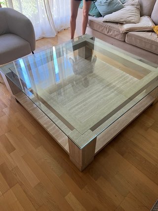 Mesa centro mármol y cristal grande