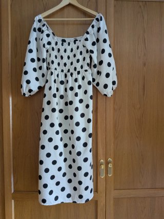 Vestido lunares blanco y negro Talla XS