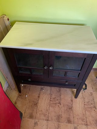 Mueble auxiliar madera y mármol